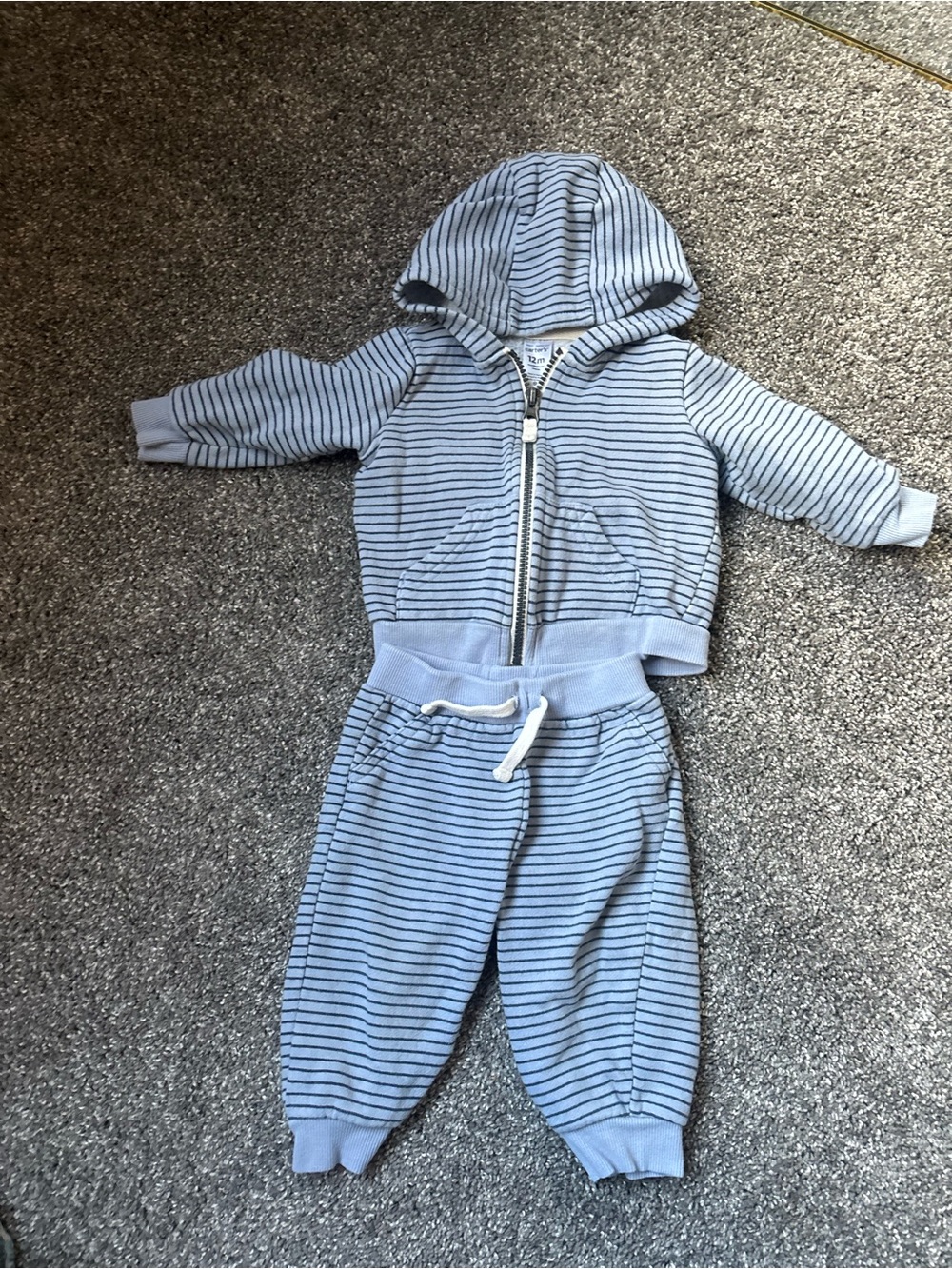 Carter's Light Blue & Navy Striped Hoodie and Jogger Set